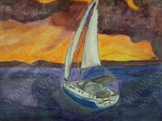 Sailing Home by Michelle Murray original watercolor painting